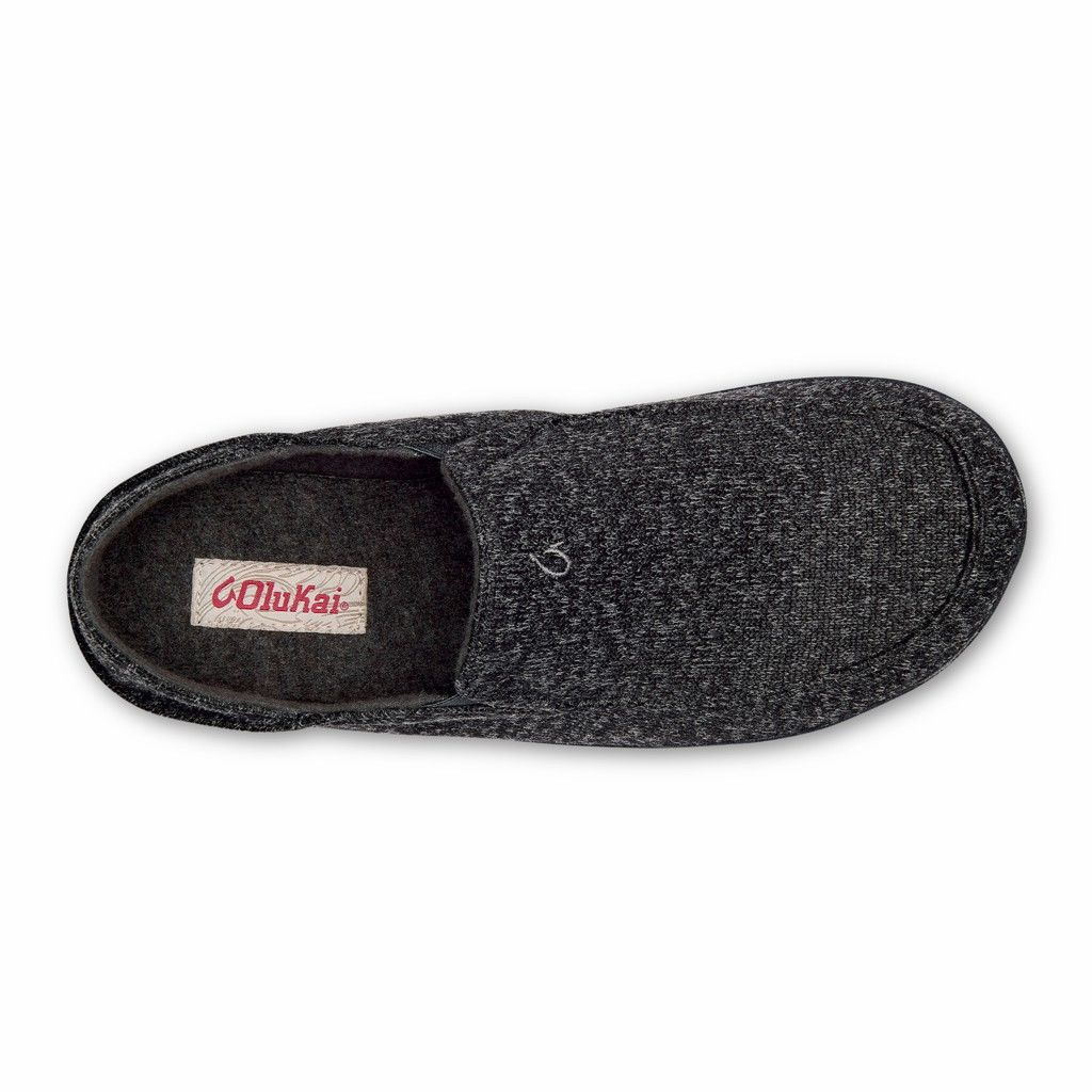 Zapatos Olukai Moloā Hulu - Pantuflas Hombre Negros 20587-096